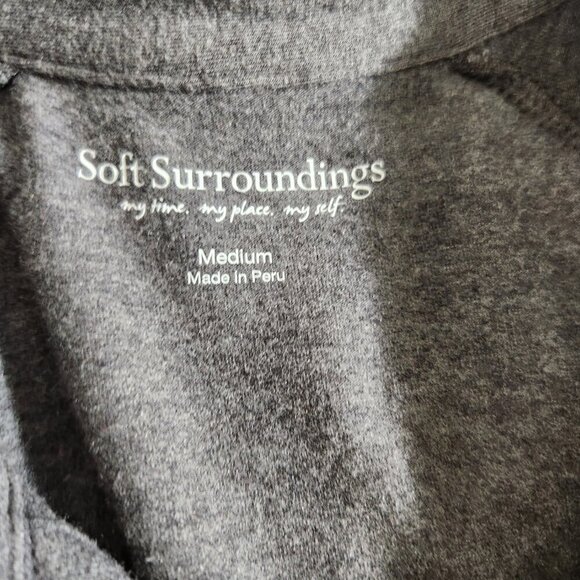 Soft Surroundings Size M Button Up Tunic Shirt Jersey Knit Cool Breeze Gray - Picture 14 of 15